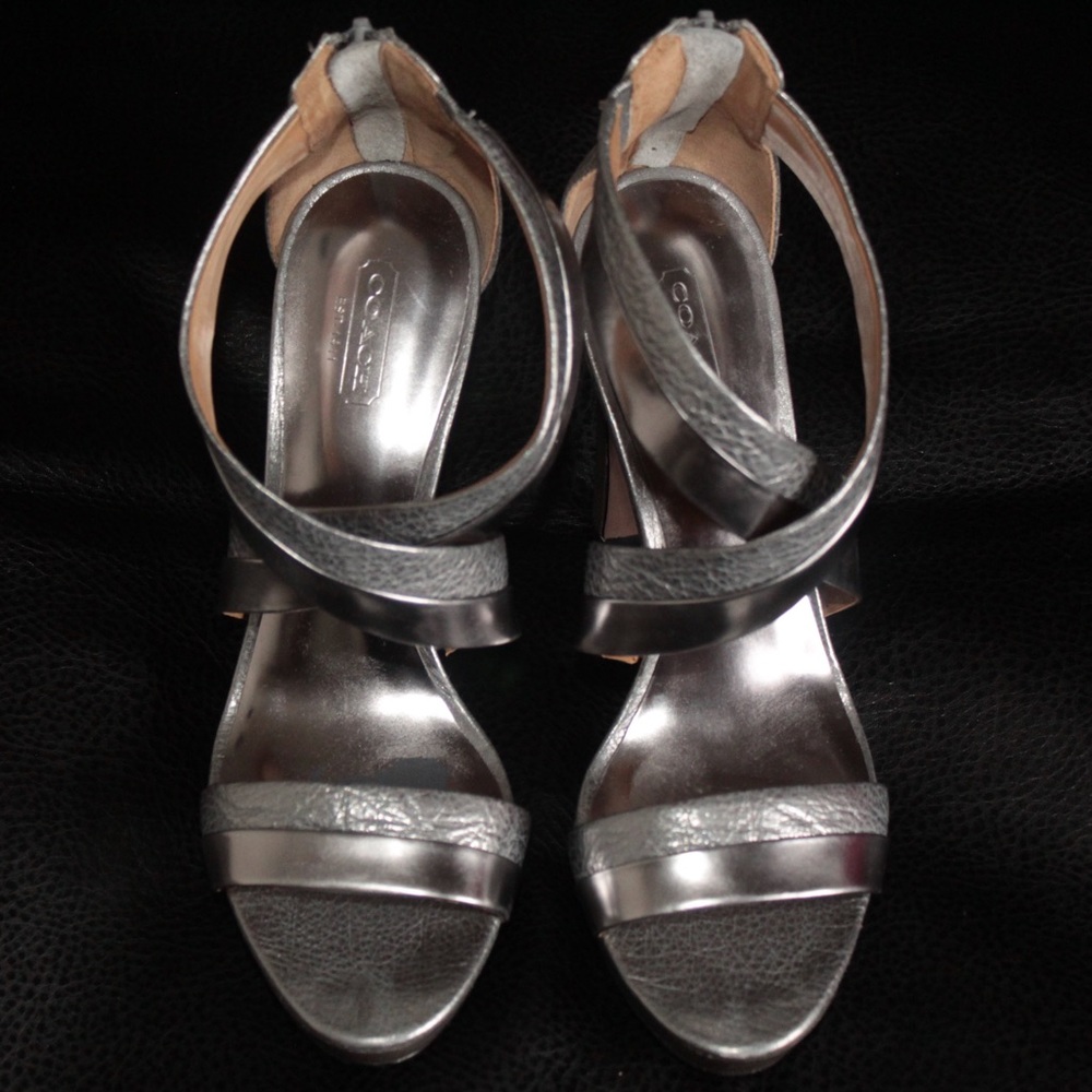 Metallic Gray Coach Heels